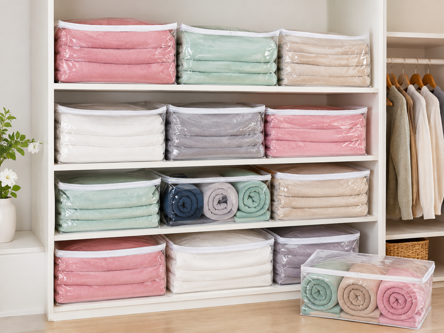 Kit com 10 sacos organizadores para guarda-roupa com zíper