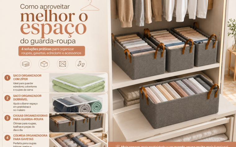 Quatro organizadores para aproveitar melhor o espaço do guarda-roupa